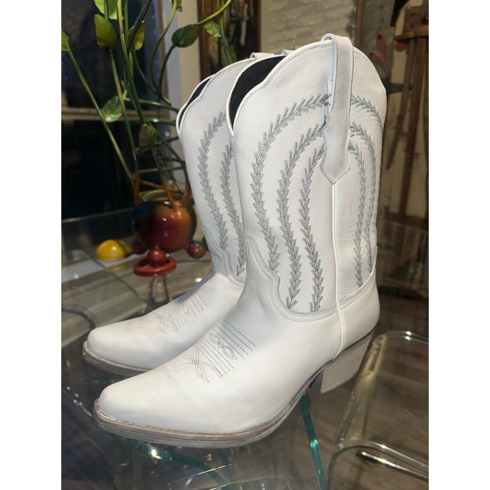 Sterling River Western Cowboy Boots White Gray Women's Size‎ 10